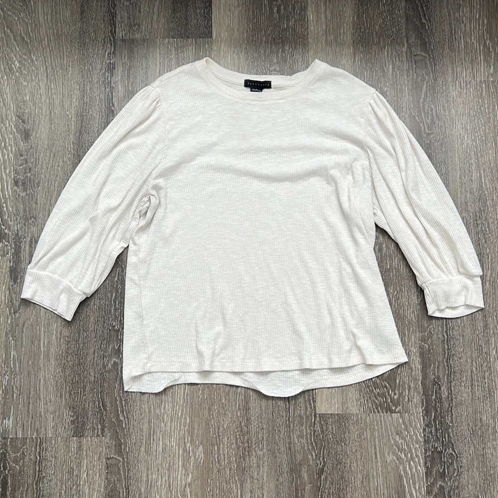 Sanctuary White Cream Quarter Sleeve Top XL